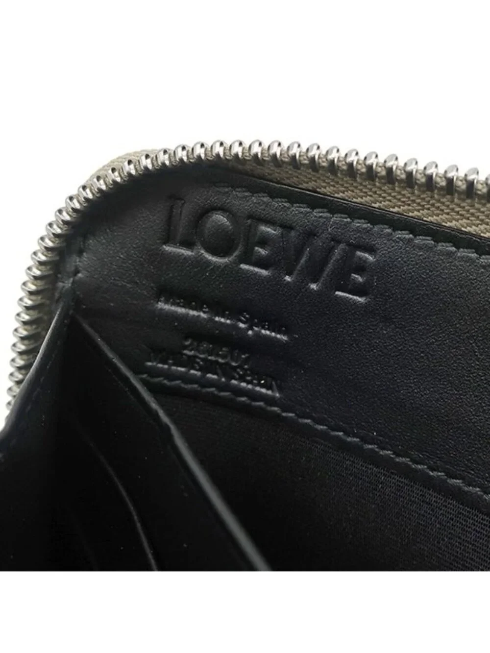 Loewe Wallet Linen Zip Around Organizer Leather Beige Silver Zip Anagram